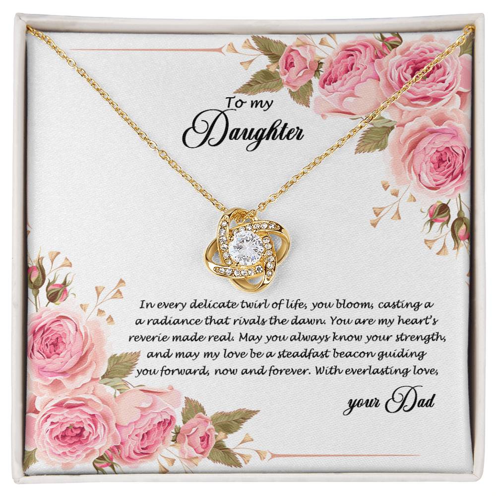 4034 (b) Love Knot Necklace, Gift to my Daughter with Beautiful Message Card