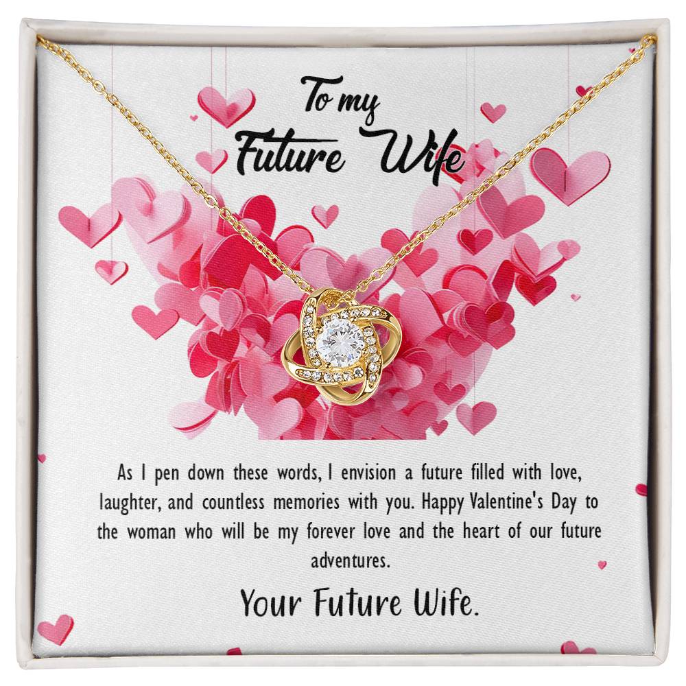 valentine-26d Love Knot Necklace, Gift to my Future Wife with Beautiful Message Card