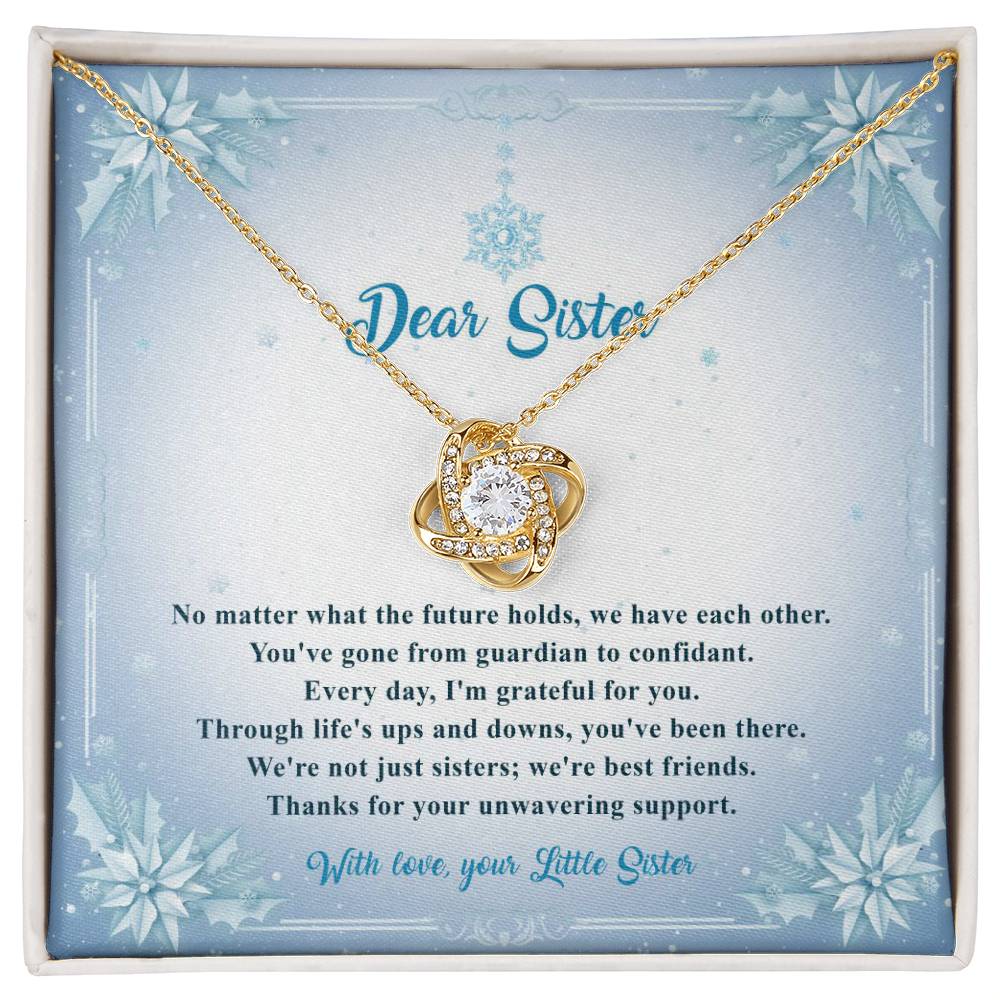 95315b Love Knot Necklace, Gift to my Sister with Beautiful Message Card