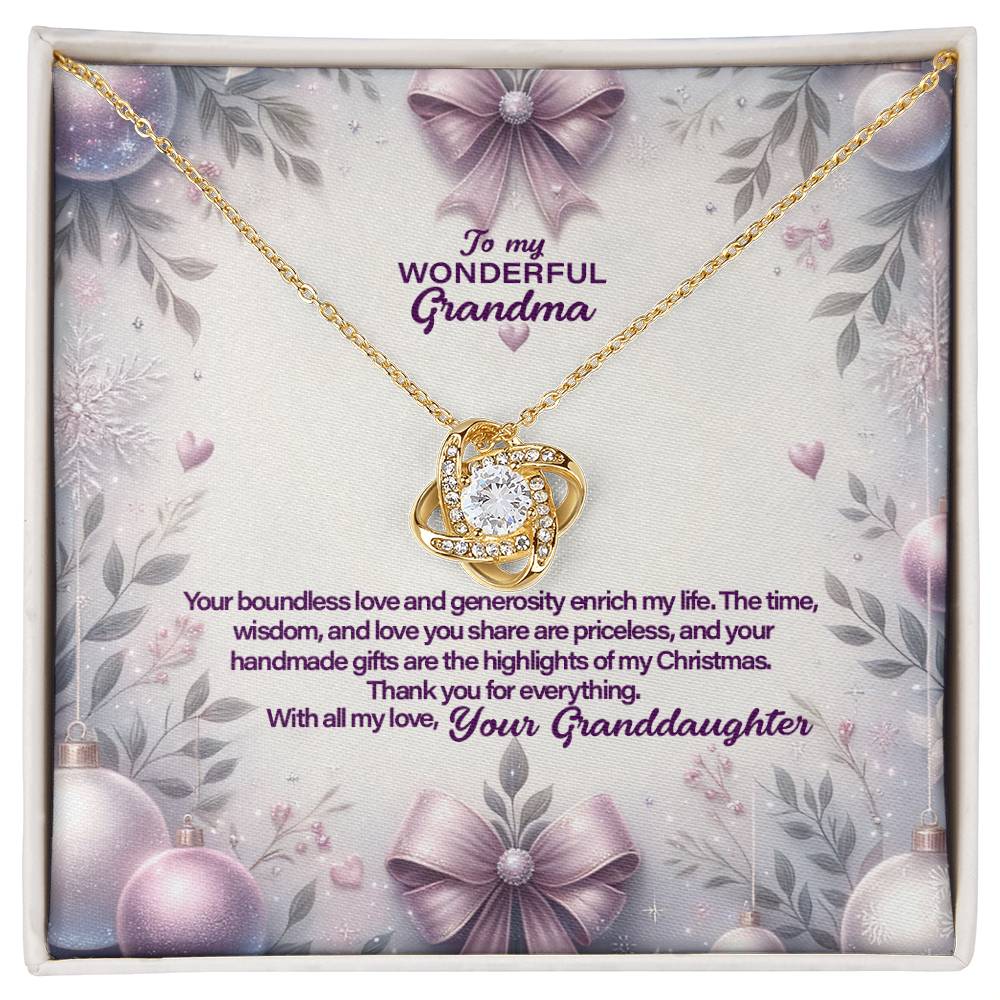 4053d Love Knot Necklace, Gift to my Grandma with Beautiful Message Card