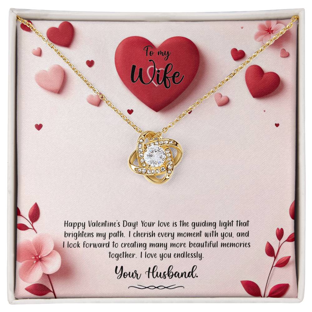 Valentine-st6a Love Knot Necklace, Gift to my Wife with Beautiful Message Card