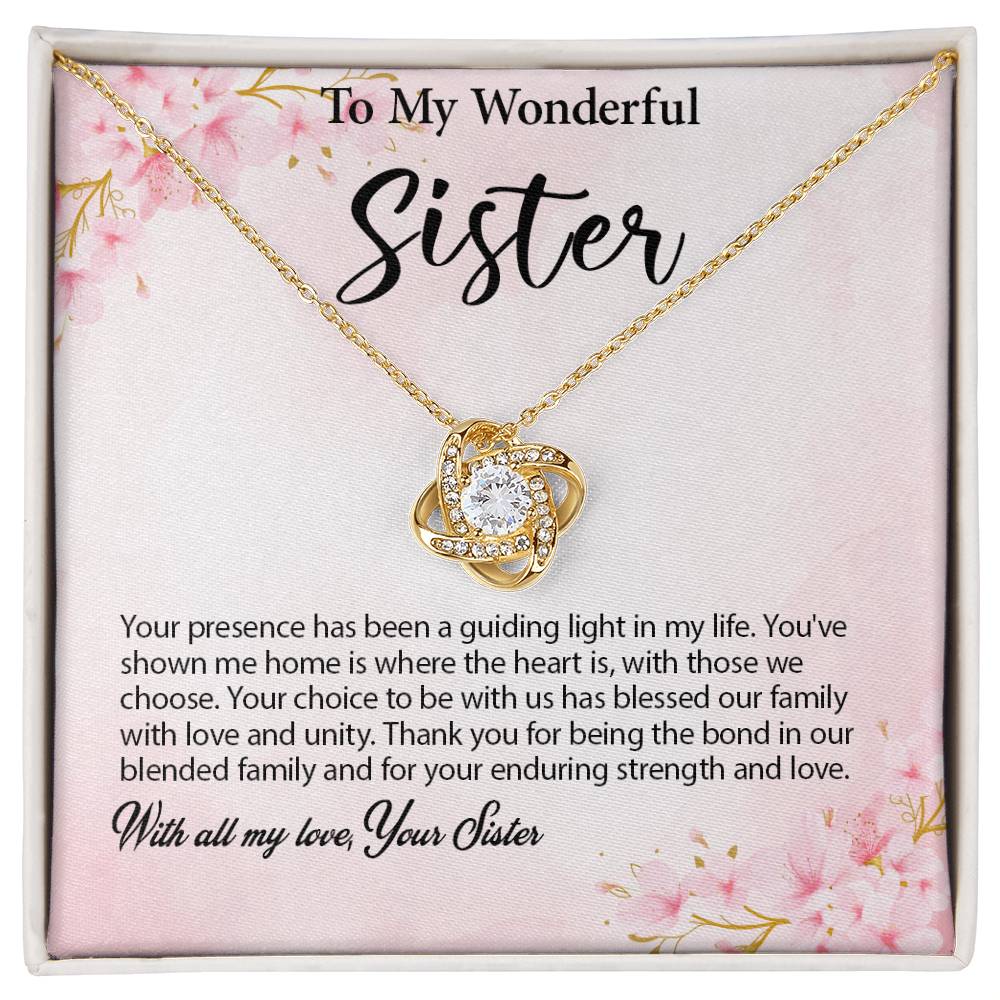 4029c Love Knot Necklace, Gift to my Sister with Beautiful Message Card