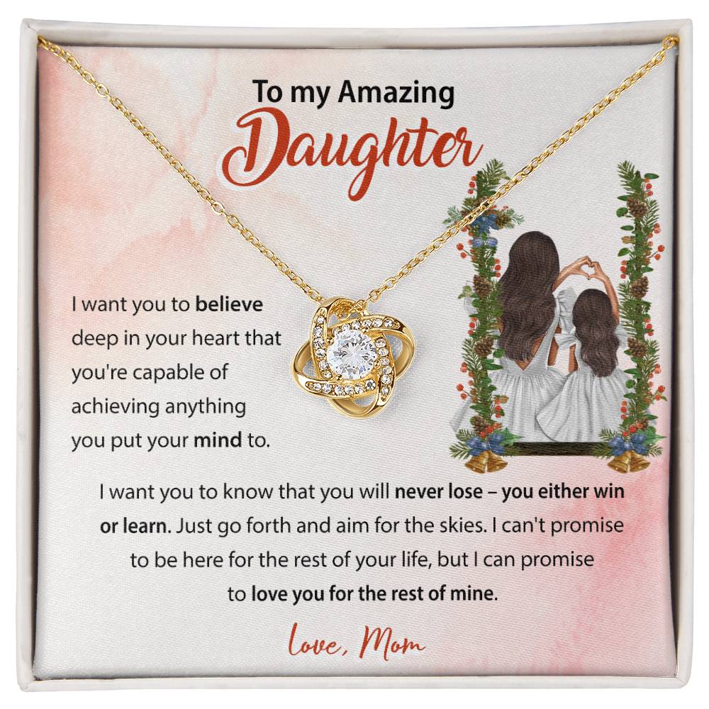 94683c Love Knot Necklace, Gift to my Daughter with Beautiful Message Card