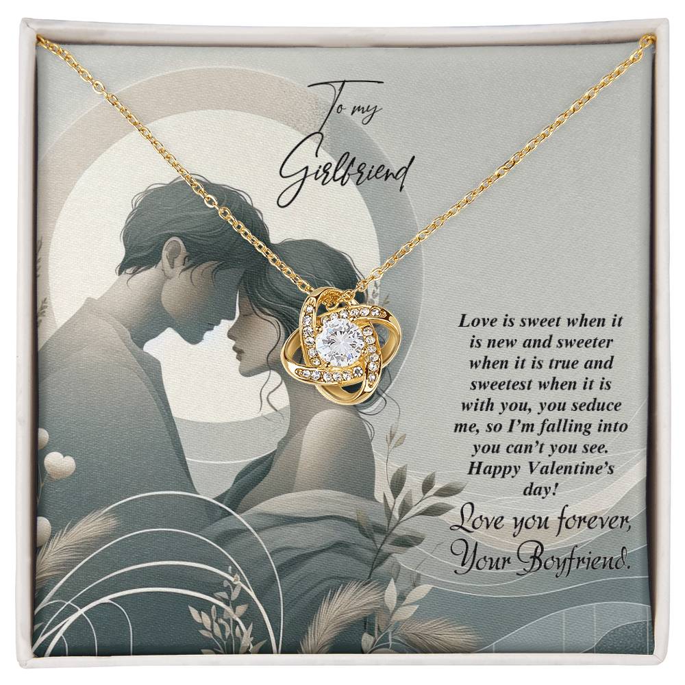 Valentine-st22c Love Knot Necklace, Gift to my Girlfriend with Beautiful Message Card