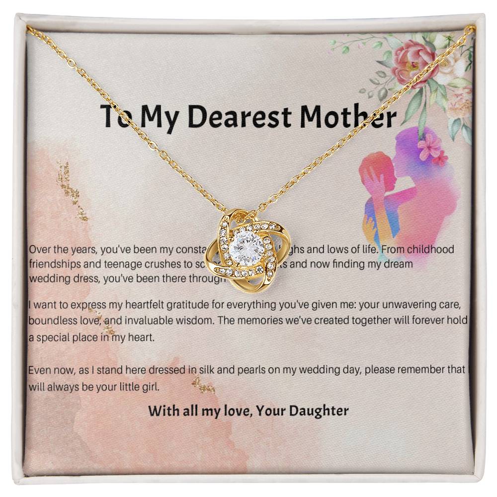 94689a Love Knot Necklace, Gift to my Mom with Beautiful Message Card