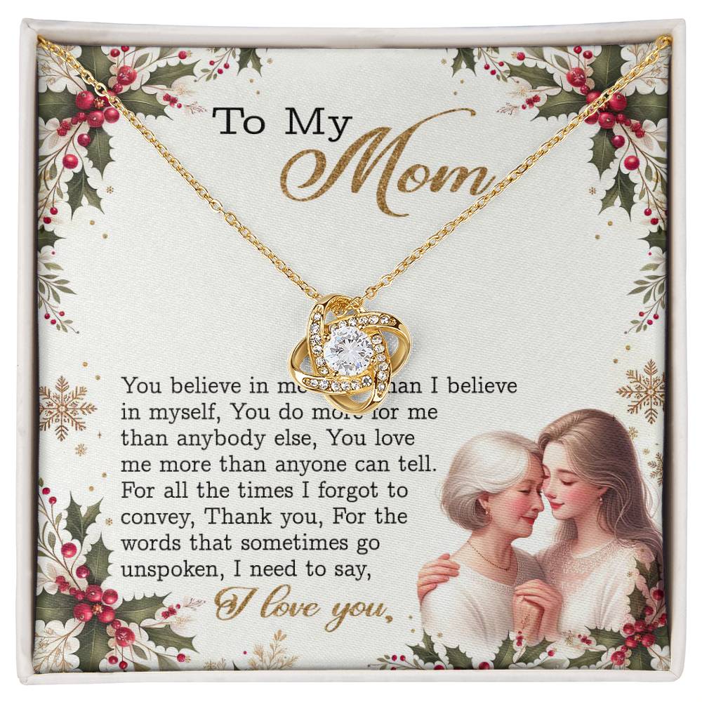 95147c Love Knot Necklace, Gift to my Mom with Beautiful Message Card