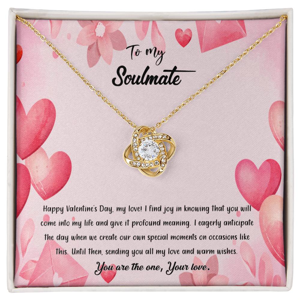 valentine-37b Love Knot Necklace, Gift to My Soulmate with Message card