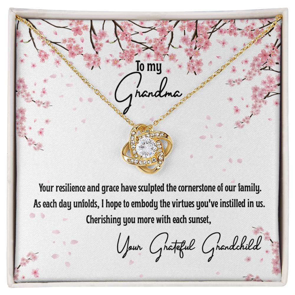 4040a Love Knot Necklace, Gift to my Grandma with Beautiful Message Card