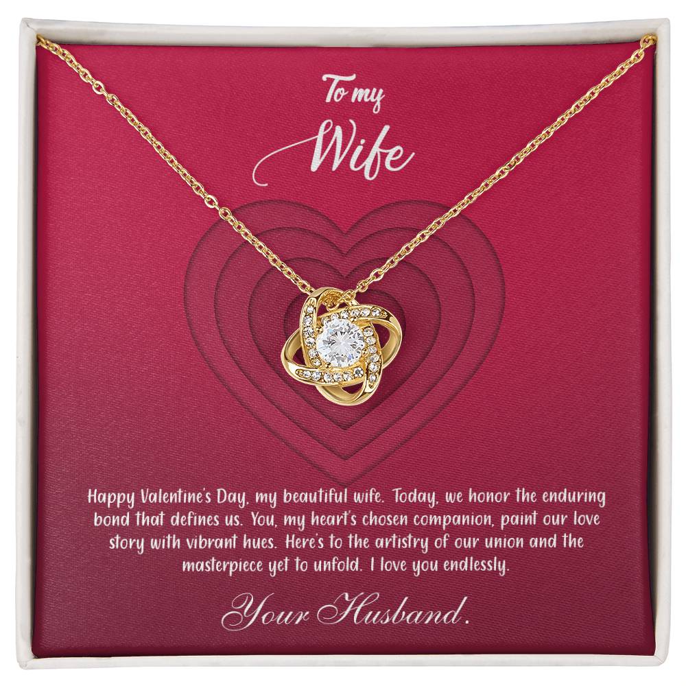 valentine-9a Love Knot Necklace, Gift to my Wife with Beautiful Message Card