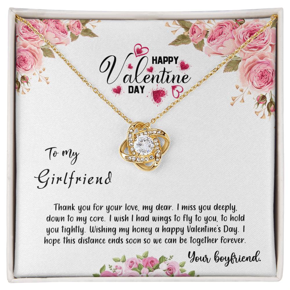 valentine-31c Love Knot Necklace, Gift to my Girlfriend with Beautiful Message Card