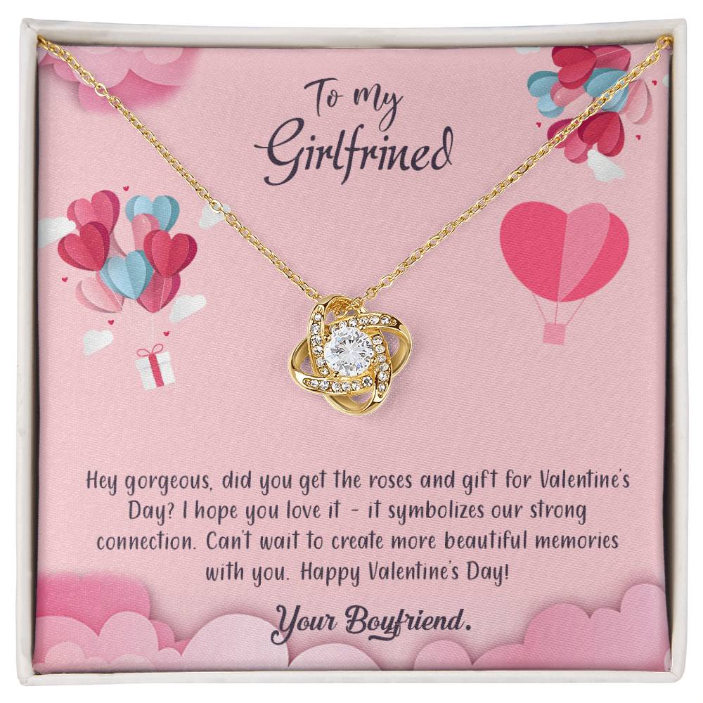 valentine-28c Love Knot Necklace, Gift to my Girlfriend with Beautiful Message Card