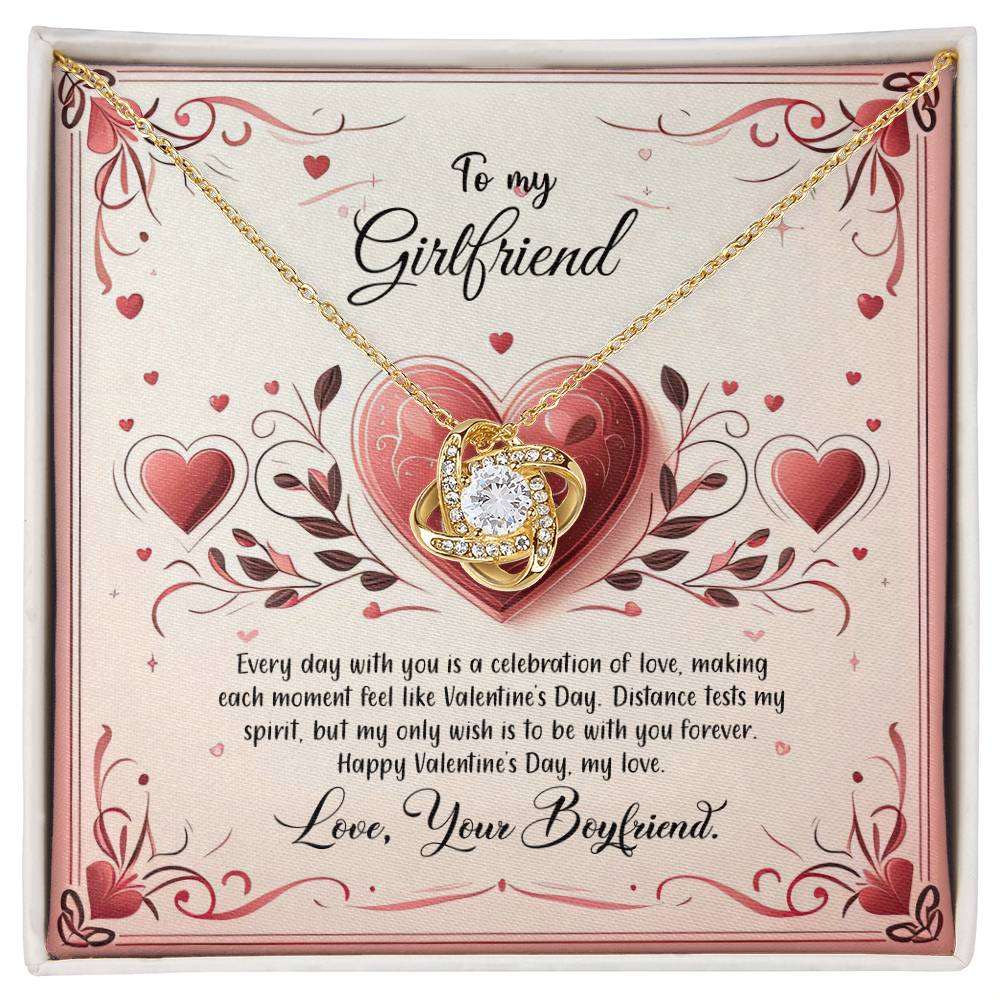 Valentine-st12c Love Knot Necklace, Gift to my Girlfriend with Beautiful Message Card