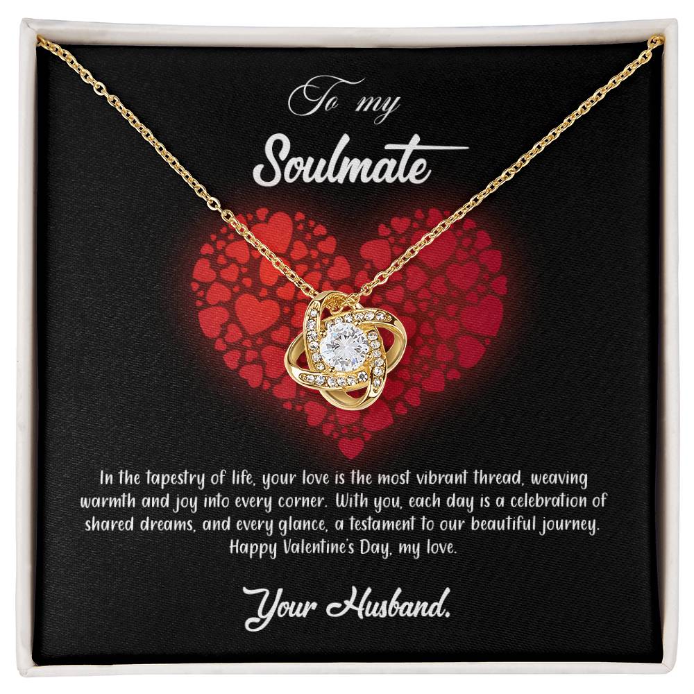 valentine-23b Love Knot Necklace, Gift to My Soulmate with Message card