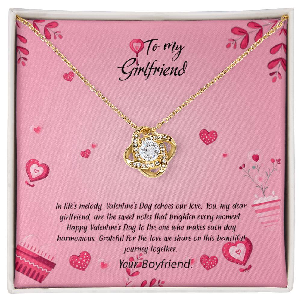 valentine-16c Love Knot Necklace, Gift to my Girlfriend with Beautiful Message Card