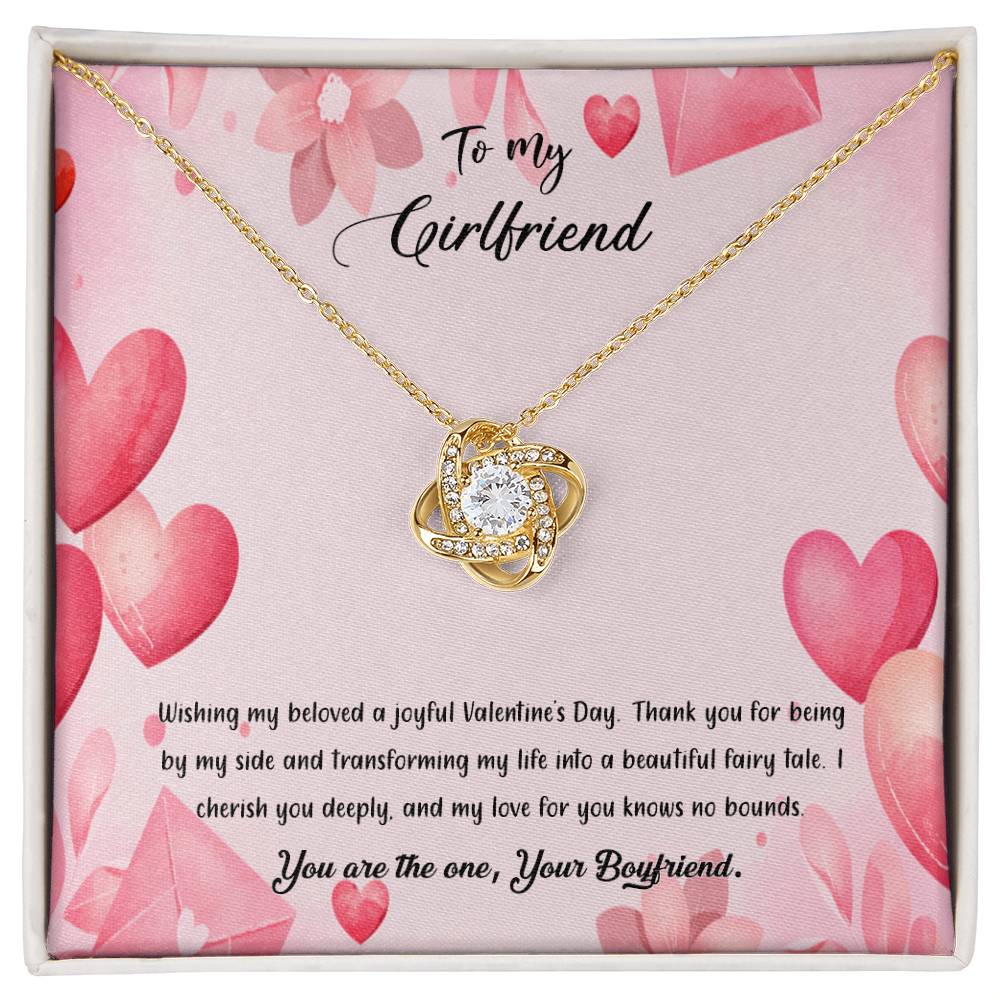 valentine-37c Love Knot Necklace, Gift to my Girlfriend with Beautiful Message Card