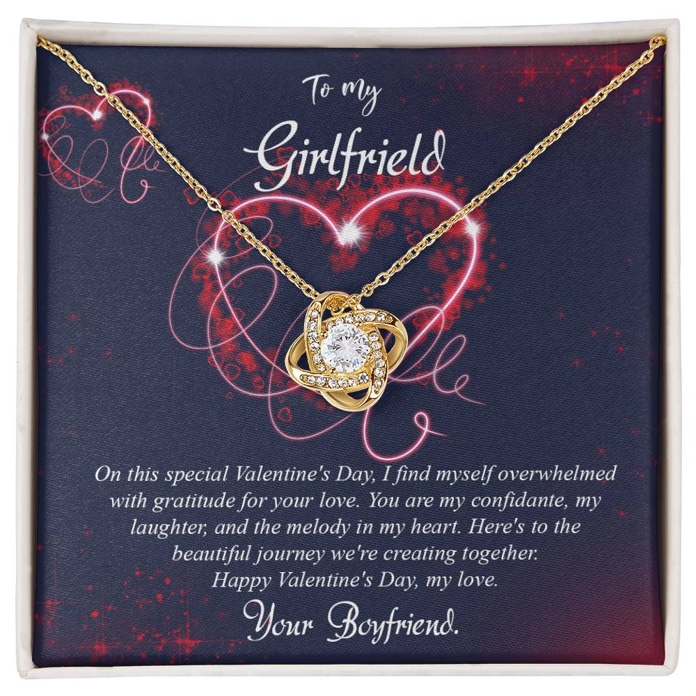 valentine-7c Love Knot Necklace, Gift to my Girlfriend with Beautiful Message Card