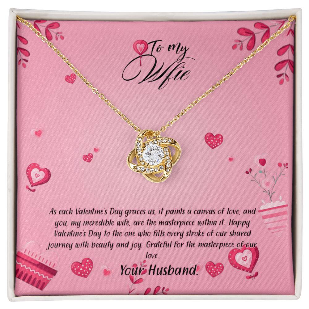 valentine-16a Love Knot Necklace, Gift to my Wife with Beautiful Message Card