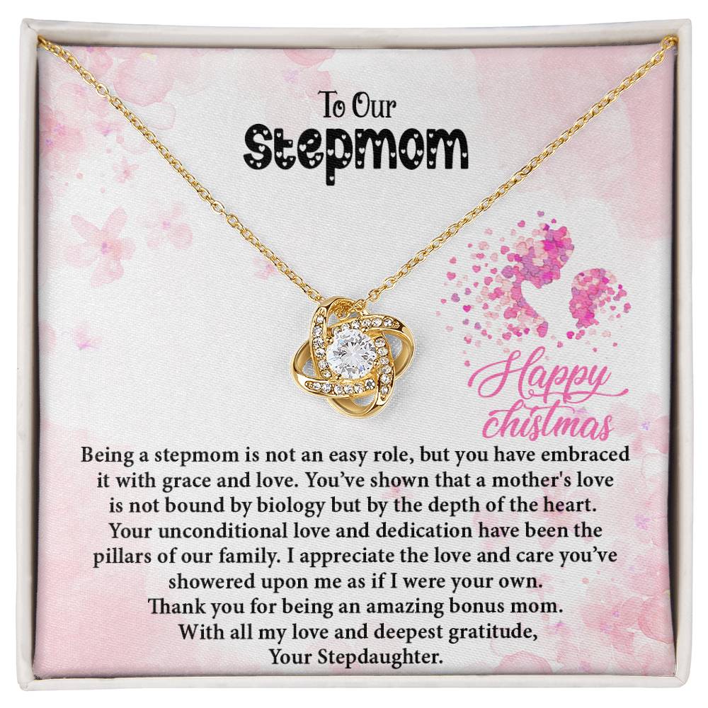 4020 a Love Knot Necklace, Gift to my Stepmom with Beautiful Message Card