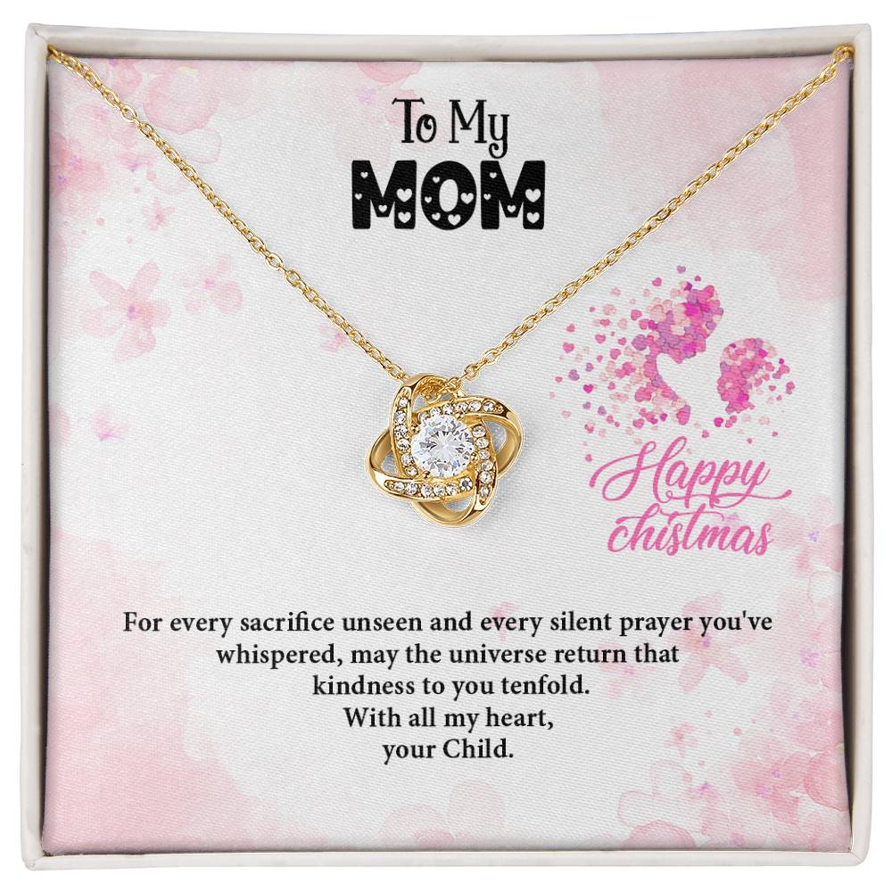 4020c Love Knot Necklace, Gift to my Mom with Beautiful Message Card