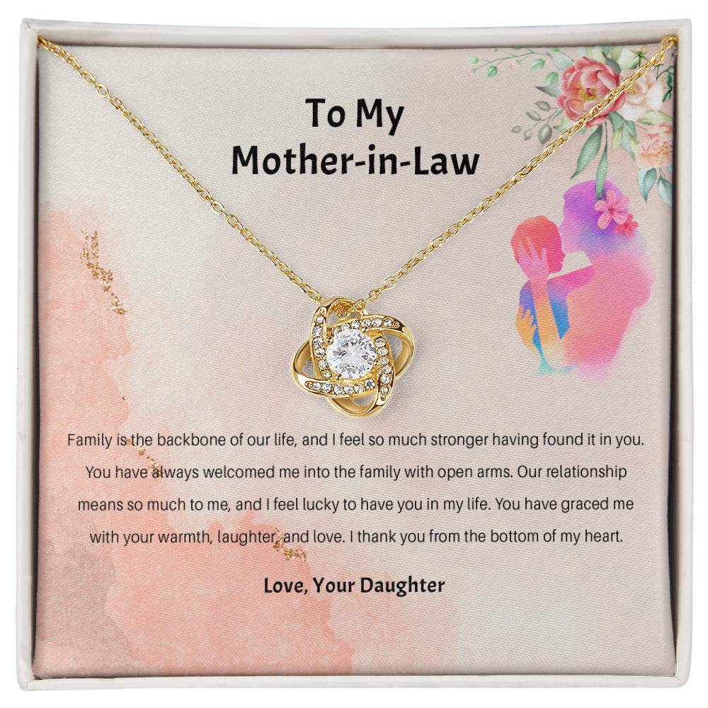 94689b Love Knot Necklace, Gift to my Stepmom with Beautiful Message Card