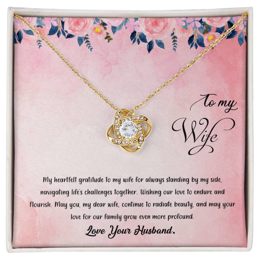 valentine-38a Love Knot Necklace, Gift to my Wife with Beautiful Message Card