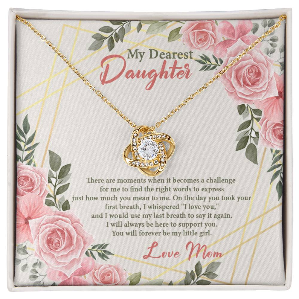 4021b Love Knot Necklace, Gift to my Daughter with Beautiful Message Card