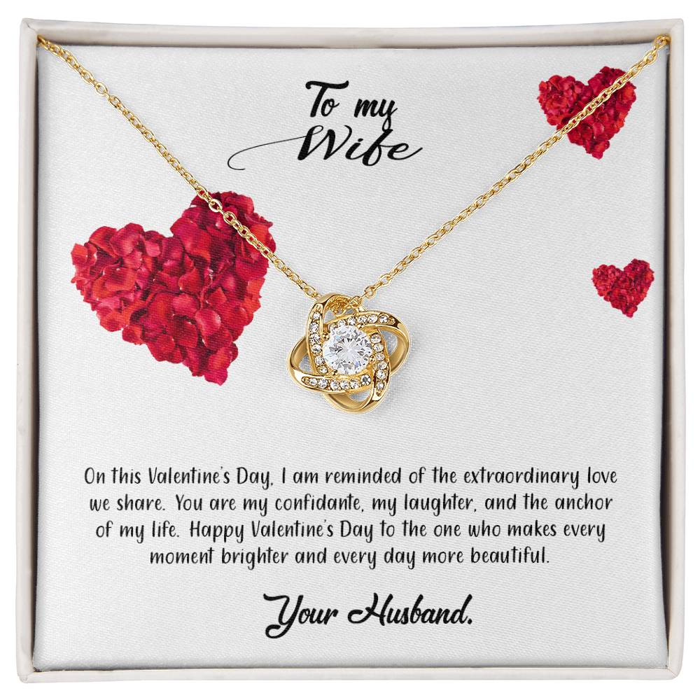 valentine-17a Love Knot Necklace, Gift to my Wife with Beautiful Message Card