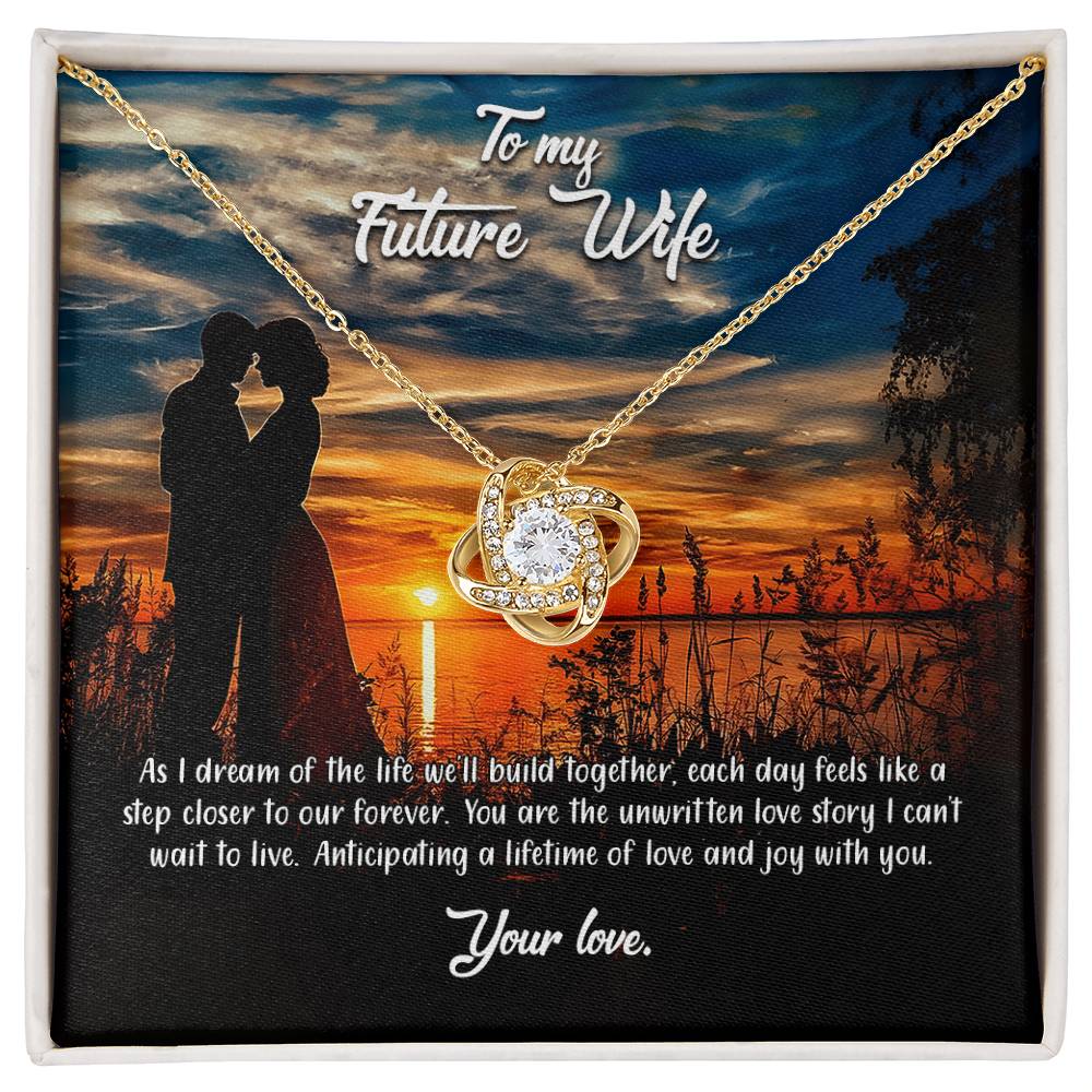 valentine-3d Love Knot Necklace, Gift to my Future Wife with Beautiful Message Card