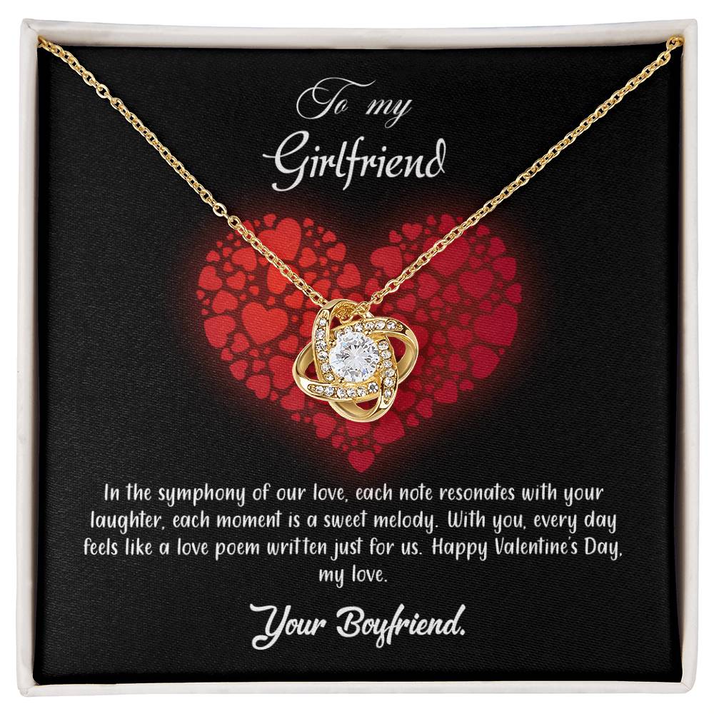 valentine-23c Love Knot Necklace, Gift to my Girlfriend with Beautiful Message Card