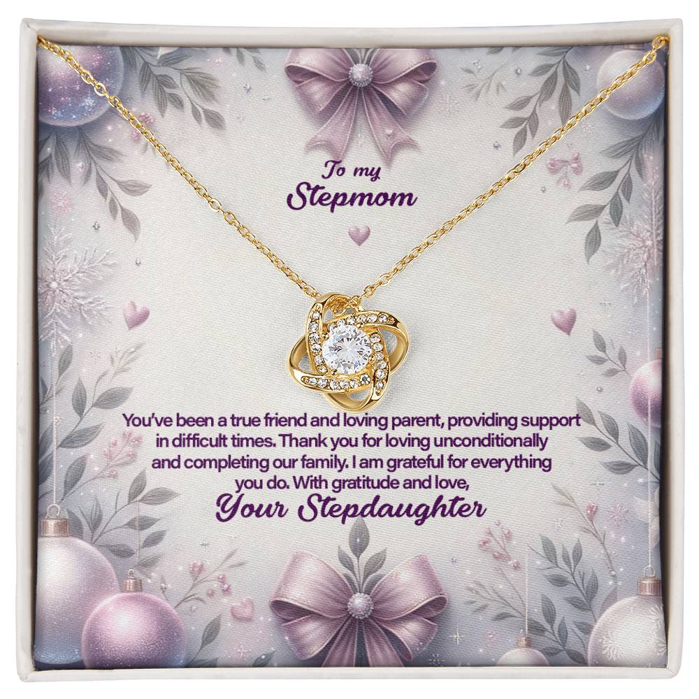 4053b Love Knot Necklace, Gift to my Stepmom with Beautiful Message Card