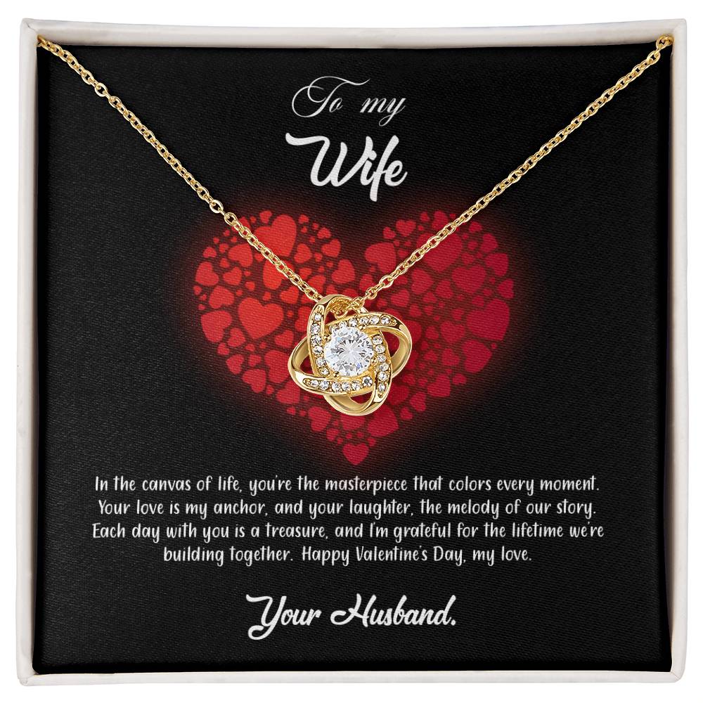 valentine-23a Love Knot Necklace, Gift to my Wife with Beautiful Message Card