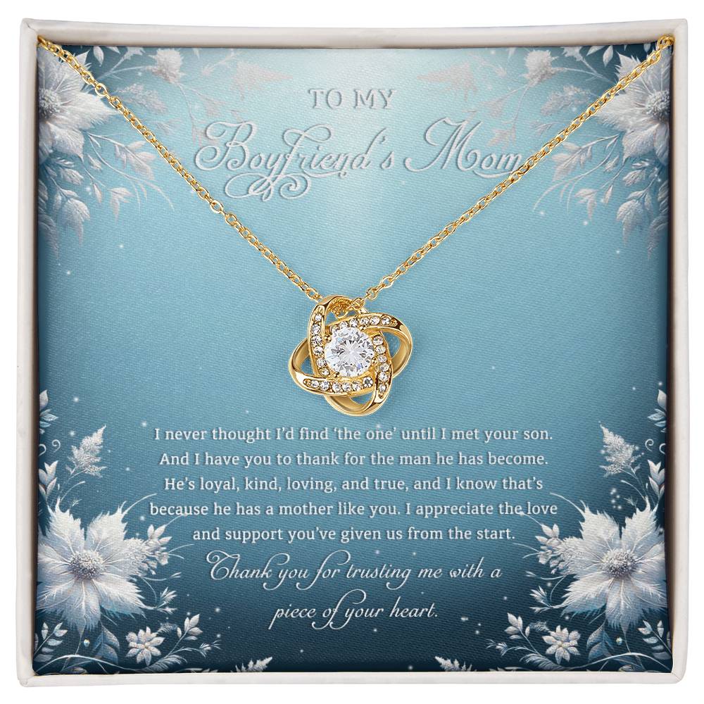 95313c Love Knot Necklace, Gift to my Boyfriend's Mom with Beautiful Message Card