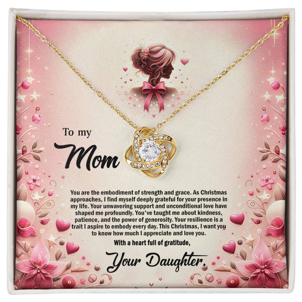 4058c Love Knot Necklace, Gift to my Mom with Beautiful Message Card