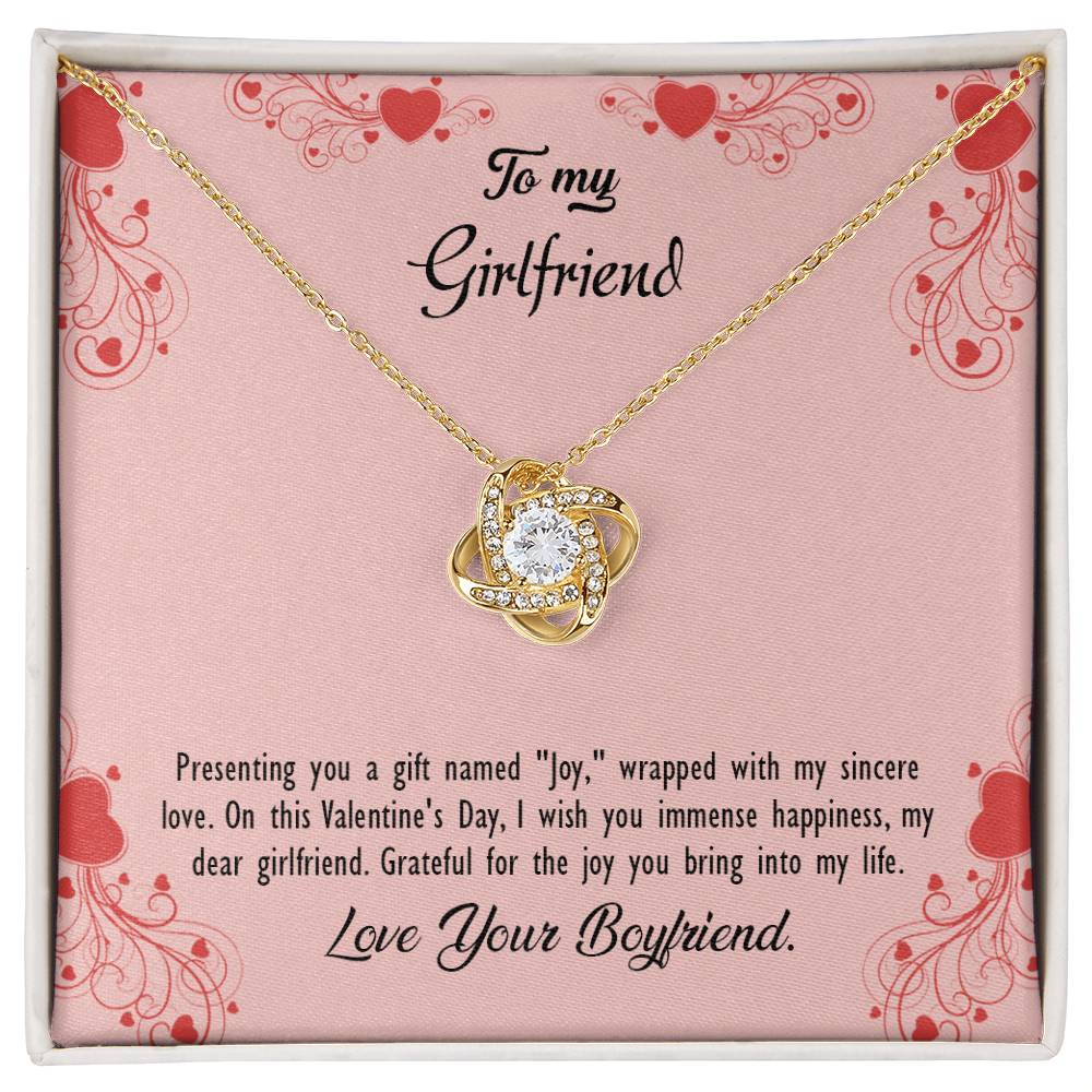 valentine-29c Love Knot Necklace, Gift to my Girlfriend with Beautiful Message Card