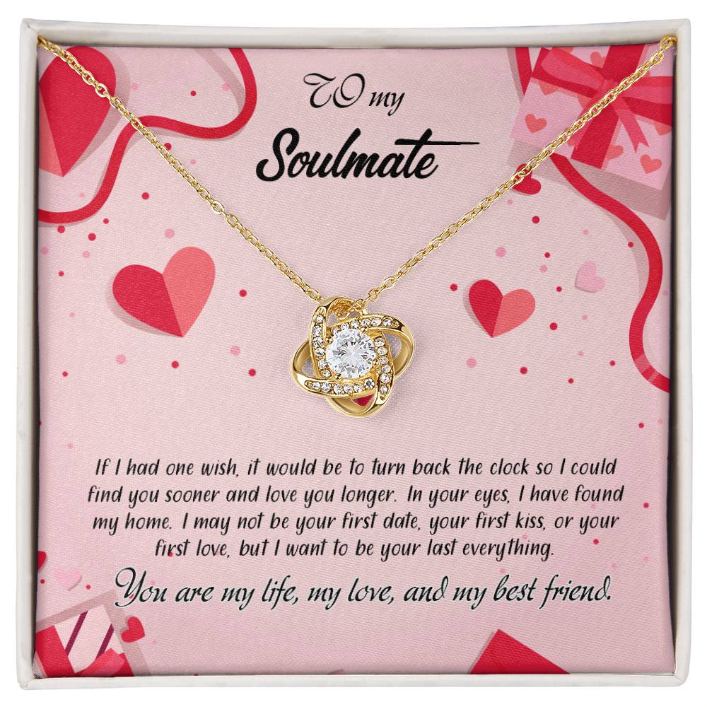 valentine-15b Love Knot Necklace, Gift to My Soulmate with Message card