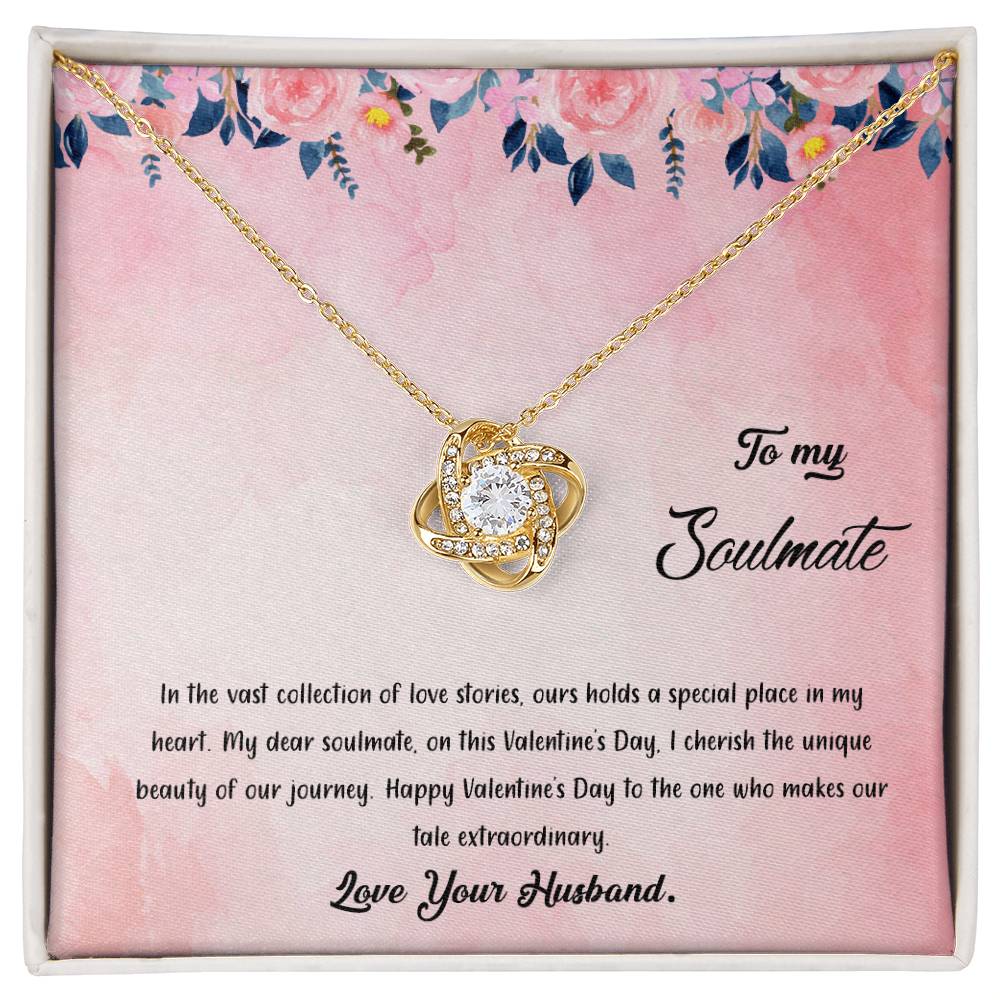 valentine-38b Love Knot Necklace, Gift to My Soulmate with Message card