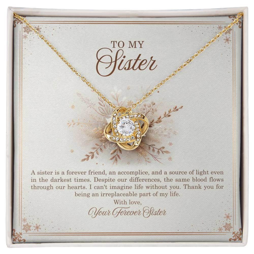 95318b Love Knot Necklace, Gift to my Sister with Beautiful Message Card