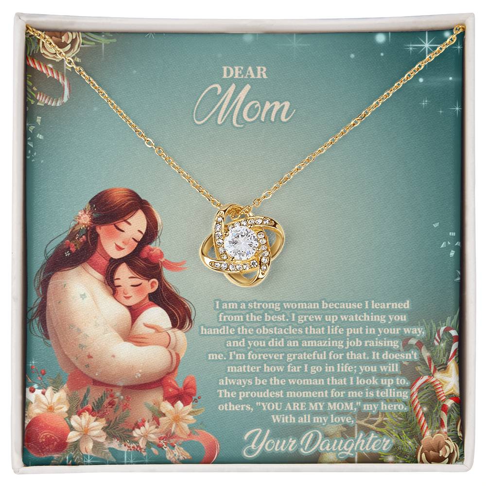 4024b Love Knot Necklace, Gift to my Mom with Beautiful Message Card