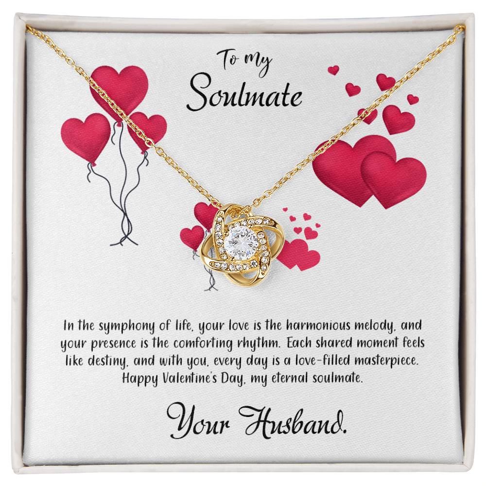 valentine-11b Love Knot Necklace, Gift to My Soulmate with Message card