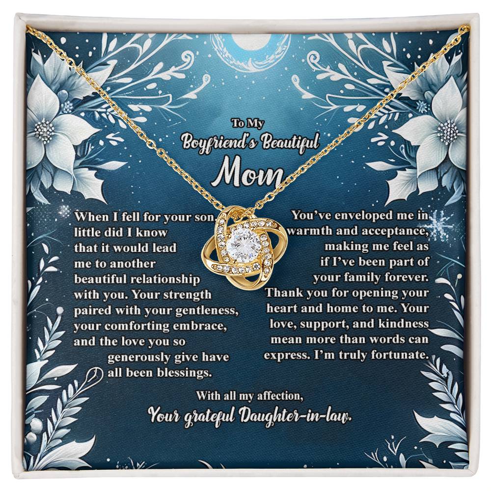 4046c Love Knot Necklace, Gift to my Boyfriend's Mom with Beautiful Message Card