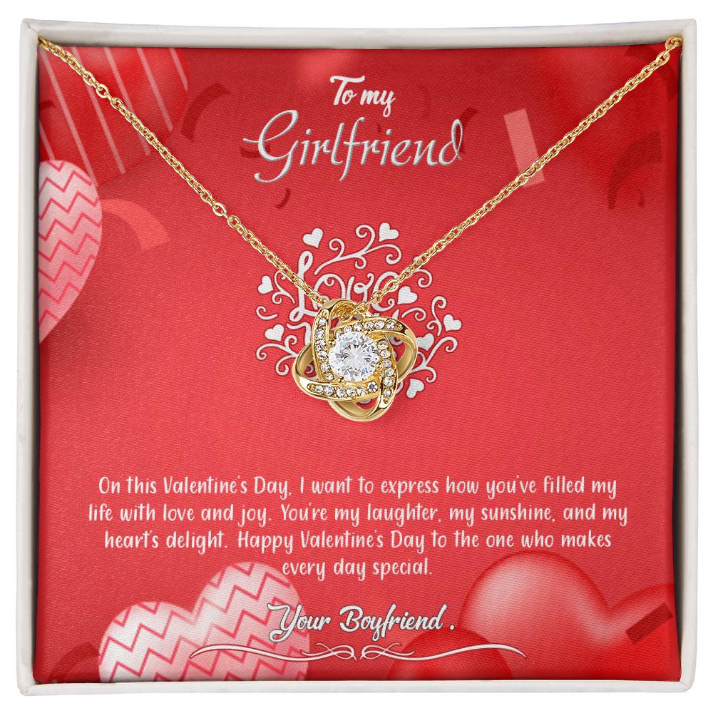 valentine-4c Love Knot Necklace, Gift to my Girlfriend with Beautiful Message Card