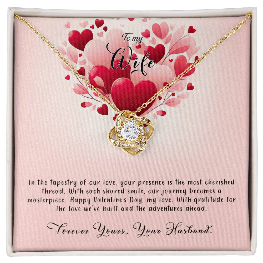 Valentine-st8a Love Knot Necklace, Gift to my Wife with Beautiful Message Card