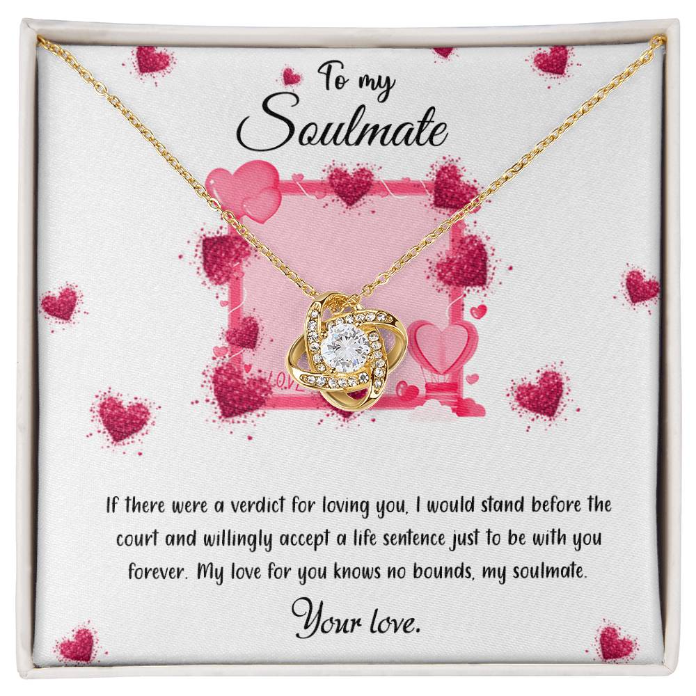 valentine-32c Love Knot Necklace, Gift to my Girlfriend with Beautiful Message Card