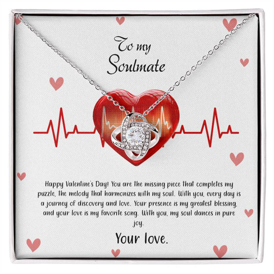 valentine-33b Love Knot Necklace, Gift to My Soulmate with Message card