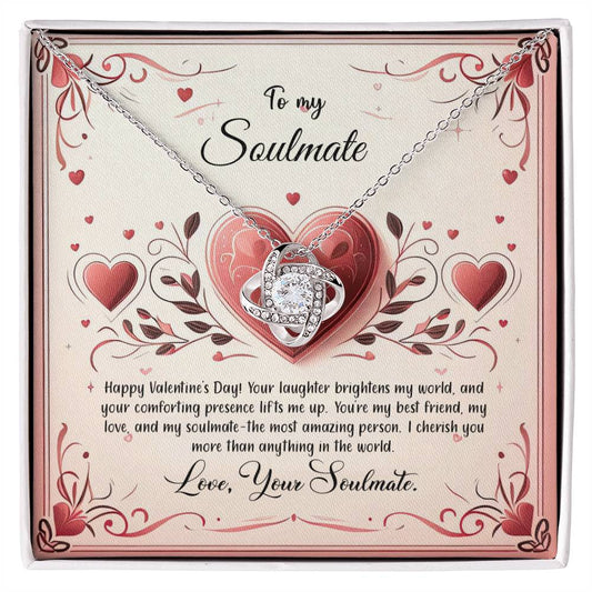Valentine-st12b Love Knot Necklace, Gift to My Soulmate with Message card