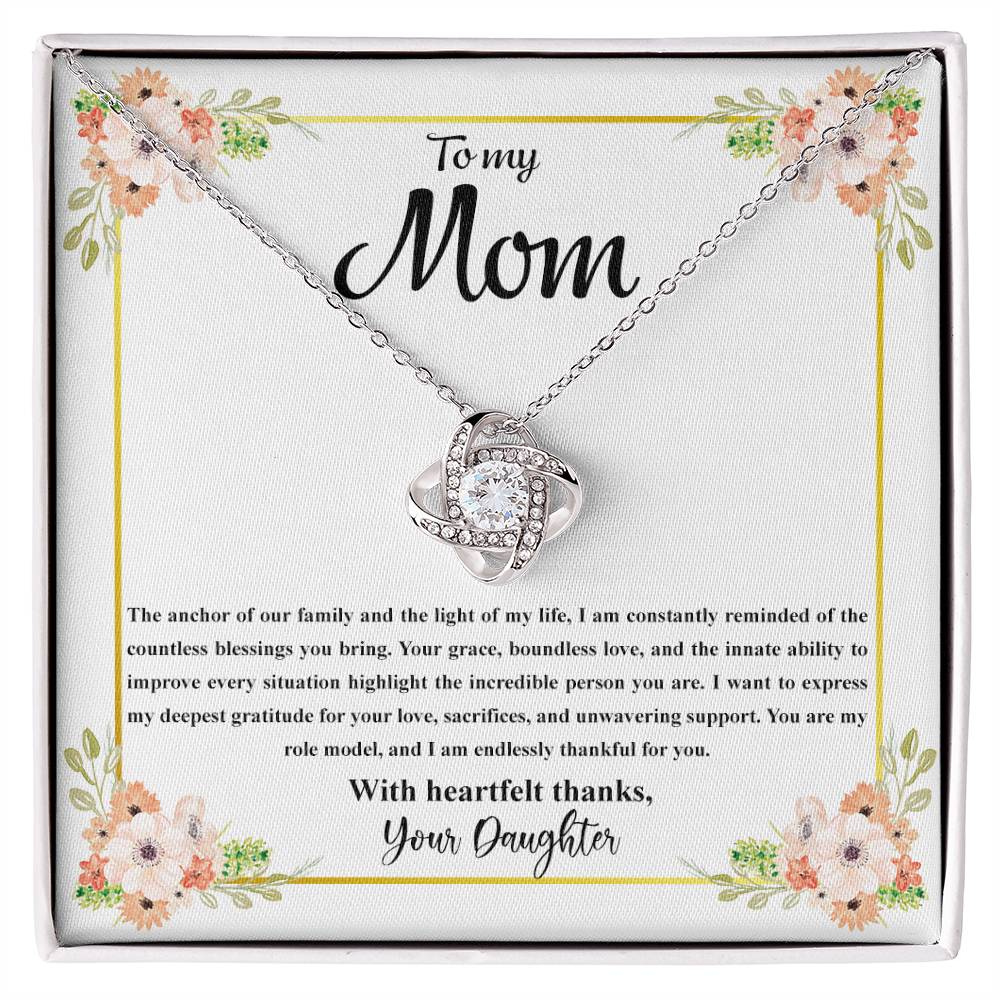 4032b Love Knot Necklace, Gift to my Mom with Beautiful Message Card