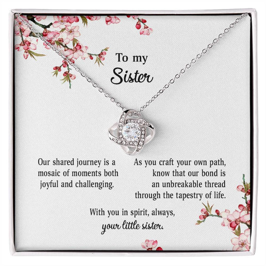 4039b Love Knot Necklace, Gift to my Sister with Beautiful Message Card