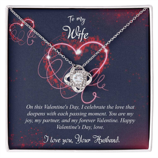 valentine-7a Love Knot Necklace, Gift to my Wife with Beautiful Message Card