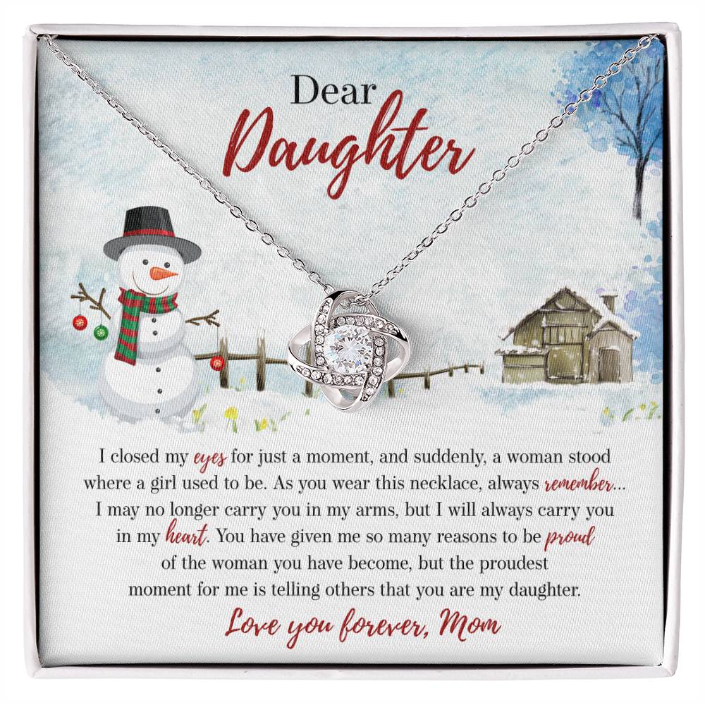 94386b Love Knot Necklace, Gift to my Daughter with Beautiful Message Card