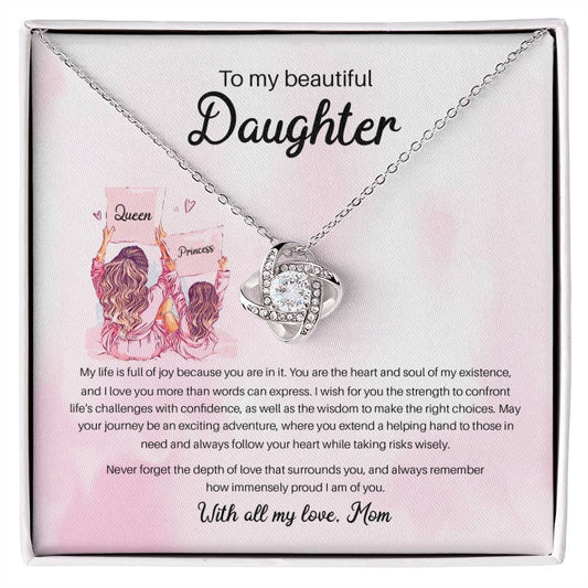 94941 a Love Knot Necklace, Gift to my Daughter with Beautiful Message Card